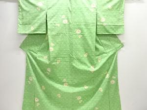 未使用品　抽象枝花模様織出し手織り紬着物